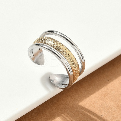 304 Stainless Steel Double Color Cuff Rings RJEW-S635-01GP-A-1