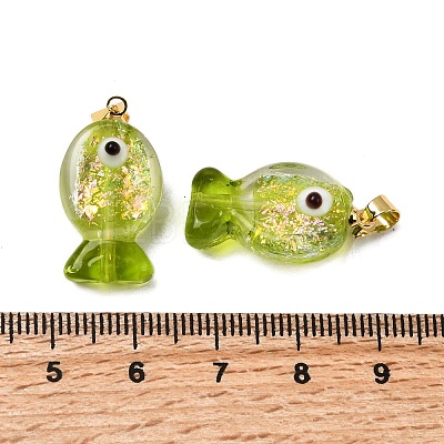 Handmade Dichroic Foil Lampwork Pendants DICH-G001-01G-06-1