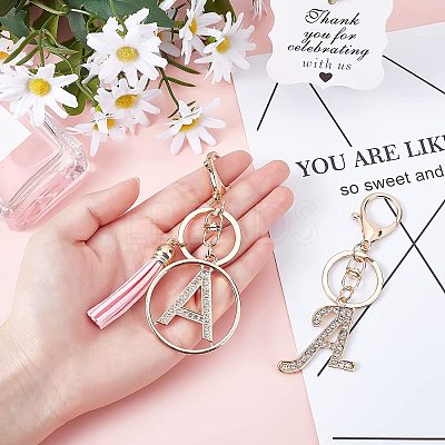 2Pcs 2 Style Alloy Rhinestone Keychain Sets KEYC-WR0001-01A-1
