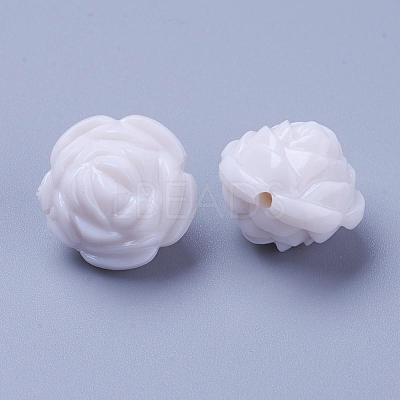 White Flower Acrylic Beads X-MACR-S635-16mm-2-1