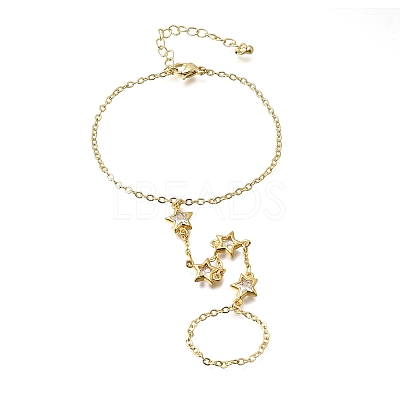 Brass Micro Pave Cubic Zirconia Mittens Bracelets BJEW-C156-01G-05-1