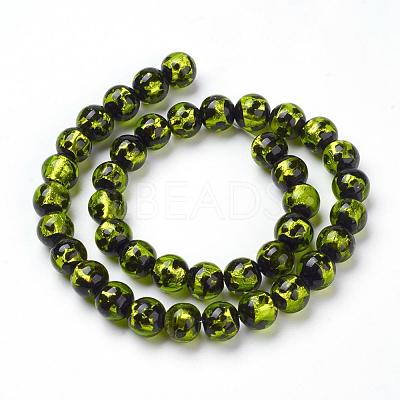 Handmade Silver Foil Lampwork Beads Strands FOIL-L016-A02-1