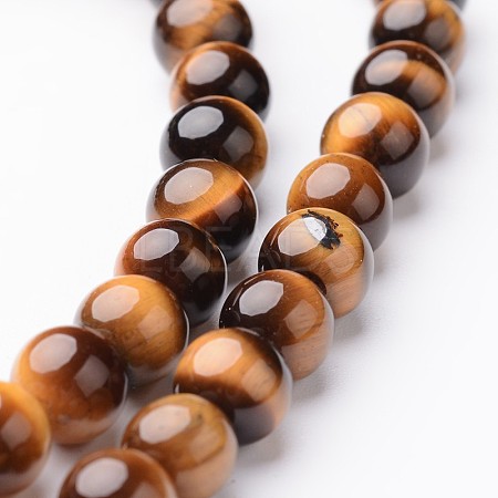 Round Natural Tiger Eye Bead Strands G-J346-13-6mm-1