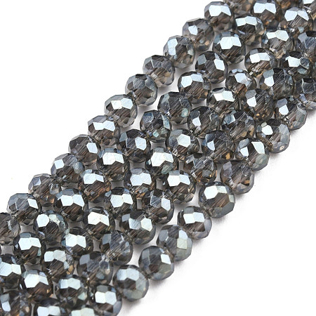 Electroplate Transparent Glass Beads Strands EGLA-J025-F17-01-1