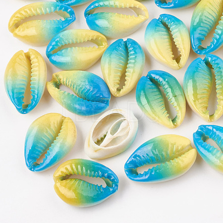 Spray Painted Natural Cowrie Shell Beads X-SHEL-S274-01C-1