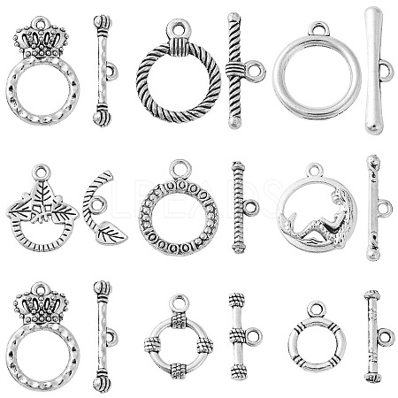 80 Set 8 Styles Tibetan Style Alloy Toggle Clasps TIBE-CJ0001-21-1