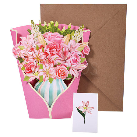 DIY Paper Flower Bouquet Greeting Card Sets AJEW-WH0455-197B-1