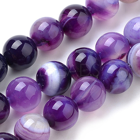 Natural Striped Agate/Banded Agate Beads Strands G-S259-04F-12mm-1