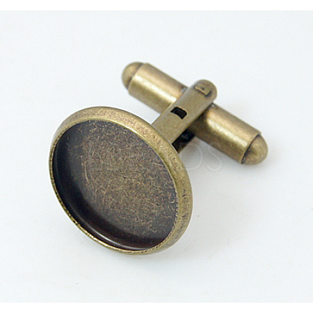 Antique Bronze Brass Cuff Button X-KK-E063-AB-NF-1