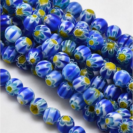 Round Millefiori Glass Beads Strands X-LK-P002-02-1