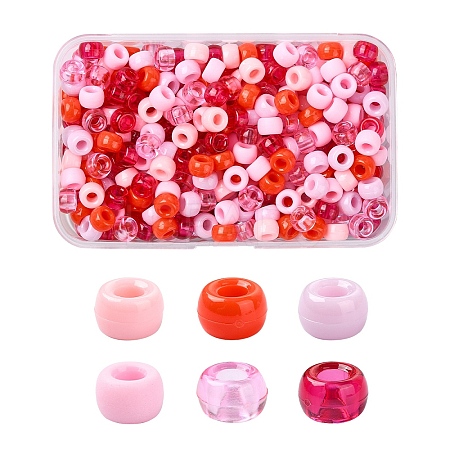 480Pcs 6 Colors Opaque & Transparent Plastic Beads KY-YW0001-75C-1