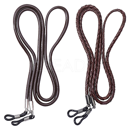 2Pcs 2 Styles Cowhide Neck Strap for Eyeglasses AJEW-CL0004-76A-1