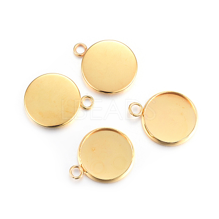 Rack Plating 304 Stainless Steel Pendant Cabochon Settings LS-X-STAS-F191-14G-D-1