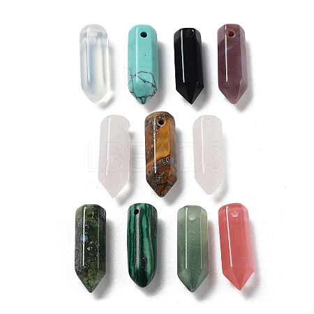 Natural & Synthetic Mixed Gemstone Pointed Pendants G-P520-09-1