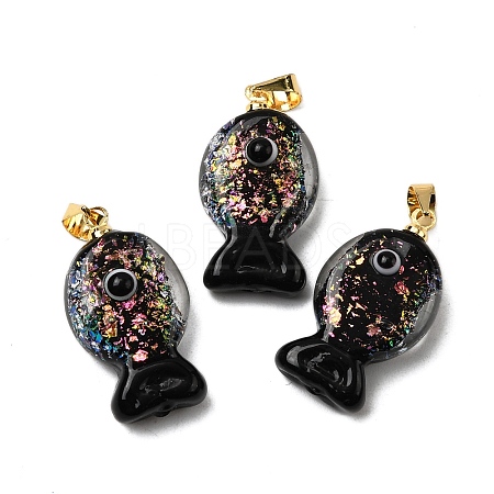 Handmade Dichroic Foil Lampwork Pendants DICH-G001-01G-04-1