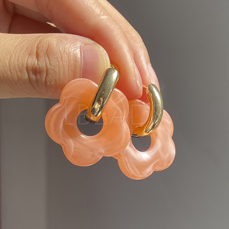 Flower Stainless Steel Acrylic Hoop Earrings FS-WGEB331-05-1