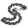 304 Stainless Steel & Ceramics Cuban Link Chain Necklaces for Women NJEW-B116-08P-02-2