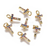Brass Micro Pave Cubic Zirconia Charms ZIRC-L070-38T-G-1