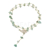 Natural Green Aventurine Chip Handmade Link Chain Necklaces NJEW-JN05811-02-6