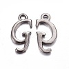 Gunmetal Plated Alloy Letter Pendants PALLOY-J718-01B-G-1