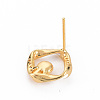 Brass Micro Pave Clear Cubic Zirconia Stud Earring Findings KK-N233-129-NF-5