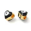 Golden Tone Brass Enamel Beads KK-E048-04G-02-3