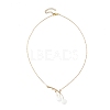 Handmade Lampwork & Cultured Freshwater Pearl Flower Pendant Brass Cable Chain Necklaces for Women NJEW-TA00259-3