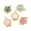 Rack Plating Brass Micro Pave Cubic Zirconia & Shell & Enamel Box Clasps KK-S373-02G-1