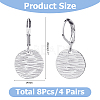 4 Pairs Brass Textured Flat Round Leverback Earrings EJEW-HS0001-22P-2