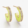 Brass Micro Pave Clear Cubic Zirconia Half Hoop Earrings EJEW-L231-64D-1