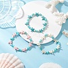 3Pcs 3 Colors Synthetic Turquoise & Natural Freshwater Shell Beads Stretch Bracelets for Women BJEW-JB12537-1