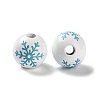 Printed Wood European Beads WOOD-Z002-08C-2
