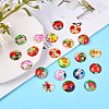 100Pcs Flower Printed Glass Cabochons GGLA-SZ0001-19-4