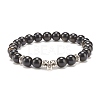 Natural Golden Sheen Obsidian Stretch Bracelet with Alloy Beads BJEW-JB08017-02-1