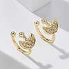 Golden Plated Brass Micro Pave Cubic Zirconia Cuff Earrings EJEW-L244-42G-2