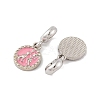 Rack Plating Alloy Pink Enamel European Dangle Charms FIND-C055-15P-2