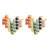 Brass Micro Pave Cubic Zirconia Stud Earrings for Women KK-CBADFF4-04G-1