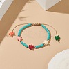 Dyed Synthetic Turquoise(Dyed) Heishi Beaded Bracelets with Dyed Synthetic Coral Starfish BJEW-JB09194-01-2