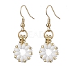 Flower Czech Glass Seed & Non-magnetic Synthetic Hematite Bead Dangle Earrings EJEW-JE05772-1