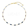 Natural Amethyst & Lapis Lazuli  & Synthetic Blue Lace Agate Heishi Beads and Natural Cultured Freshwater Pearl Rice Beaded Necklaces for Women NJEW-JN06294-02-2