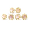 Ion Plating(IP) Natural Shell Flower Stud Earrings with Plastic Pearl Beaded EJEW-E599-04G-01-2