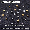 72Pcs 2 Colors Stainless Steel Ear Nuts STAS-HS0001-66-4