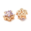 Brass Micro Pave Lilac Cubic Zirconia Beads CU-CBAEC99-34G-02-2