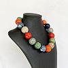 Bohemian Resin Round Beaded Necklaces with Brass Clasps for Women WGBFE99-01-2