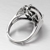 Teardrop Platinum Tone Brass Gemstone Adjustable Wide Band Rings RJEW-L062-02M-3