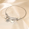 Stainless Steel Micro Pave Cubic Zirconia Charm Bangles  PW-WG9247A-02-2