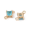 Brass Pave Glass Rhombus Links Connector Charms GLAA-Q088-001C-2