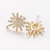 Brass Micro Pave Cubic Zirconia Stud Earring Findings ZIRC-E132-17G-2
