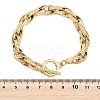 Textured 304 Stainless Steel Double Link Chain Bracelets for Women BJEW-P391-01A-G-3