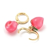 Fuchsia Peach Glass Dangle Leverback Earrings EJEW-P260-01G-2